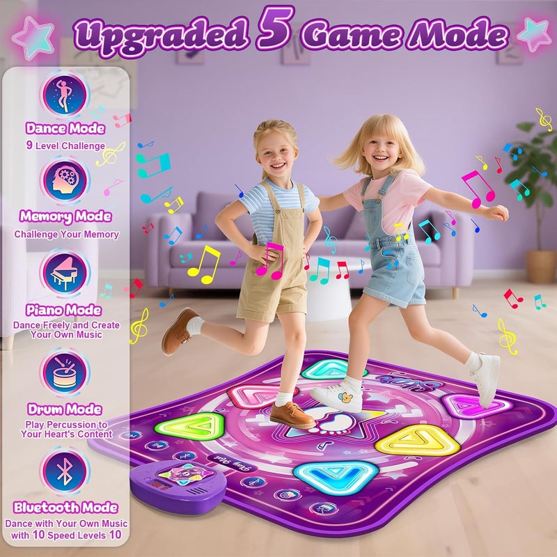 Handwell Dance Mat for Girls, Light-up 6-Button Dance Pad with Wireless Bluetooth & 5 Game Modes, Kids Electronic Dance Mats Musical Dancing Toys Christmas Birthday Gifts for Boys Girl Aged 3 4 5 6 7 8 9 10+ - Image 3